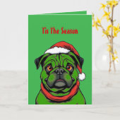 シーズン到来！パグ カード (黄色い花)