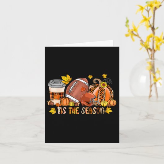 シーズン到来 パンプキン アメリカンフットボール サンクスギ カード (黄色い花)