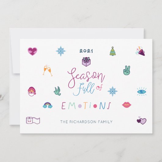 シーズン満載の感情おもしろいクリスマス絵文字フォト シーズンカード (正面)