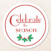 シーズン祝の赤白 ラウンドペーパーコースター (正面)