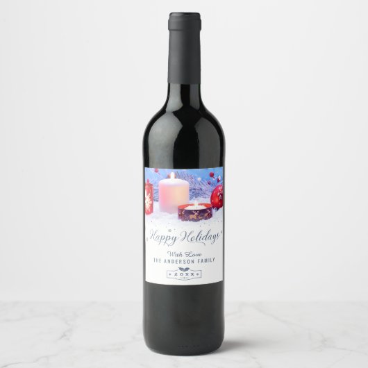 シーズン祝ス平和的ハッピーホリデー応援 ワインラベル (正面)