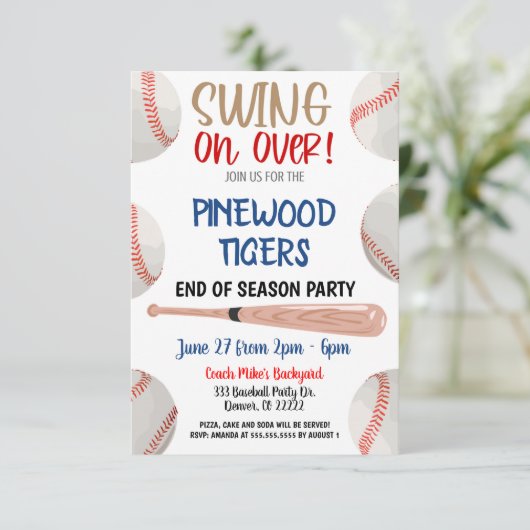 シーズン終わり野球パーティの招待状 招待状 (スタンド正面)