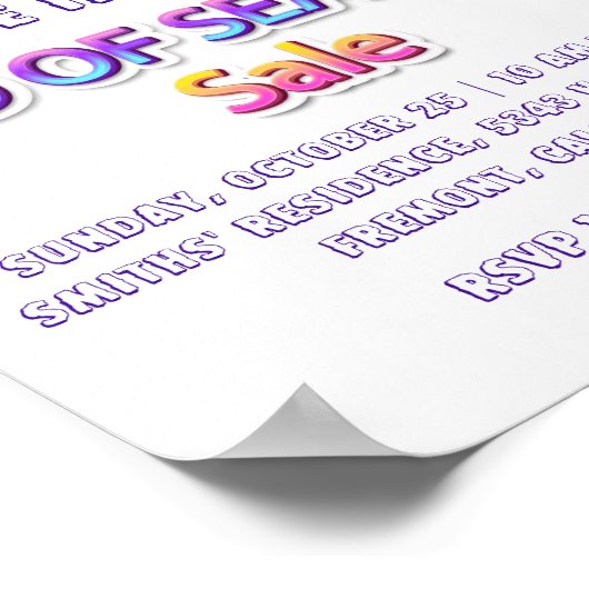 シーズン終了セール ピンクロゴ ガレージ ヤードセール ポスター (角)