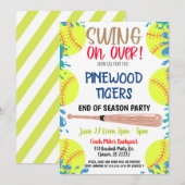 シーズン終了ソフトボールパーティー招待状 招待状 (正面/裏面)