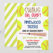 シーズン終了ソフトボールパーティー招待状 招待状 (正面/裏面)