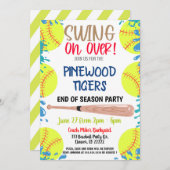 シーズン終了 ソフトボールパーティー招待状 招待状 (正面/裏面)