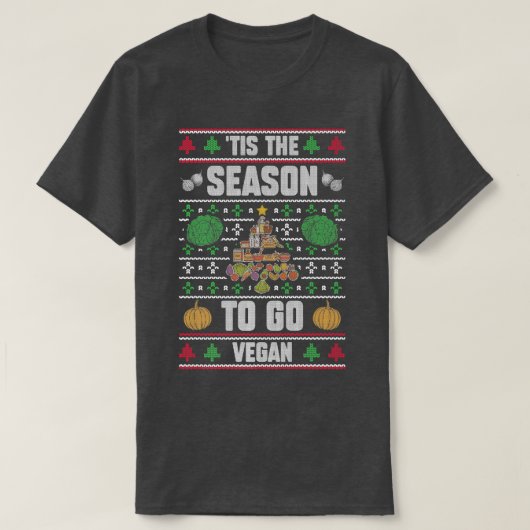 シーズン行くにはビーガンおもしろいクリスマスビーガン隊 Tシャツ (デザイン正面)