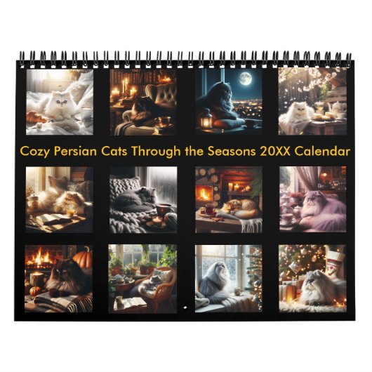 シーズン20XXを通じて居心地の良いペルシャ猫 カレンダー (カバー)