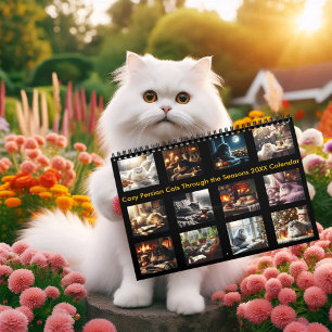 シーズン20XXを通じて居心地の良いペルシャ猫 カレンダー