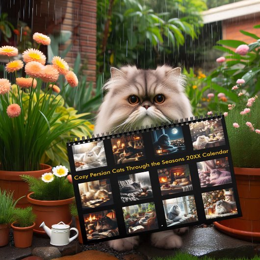 シーズン20XXを通じて居心地の良いペルシャ猫 カレンダー
