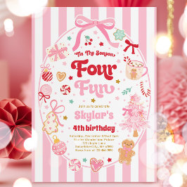 シーズン4の楽しいクリスマスボウ4歳の誕生日 招待状