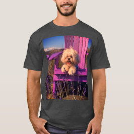 シーズーとリラックスするアディロンダックチェア 夏の犬の日 Tシャツ