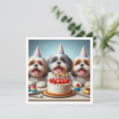 シーズーの誕生日カード, シーズー 犬 招待状 (スタンド正面)