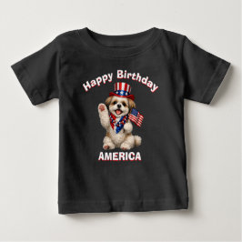 シーズー子犬 (2f) 愛国キッズTシャツ ベビーTシャツ