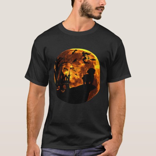 シーズー犬と月 ハロウィン衣装 Tシャツ (正面)