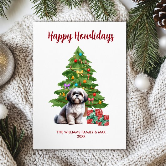 シーズー犬の家族のクリスマス シーズンカード