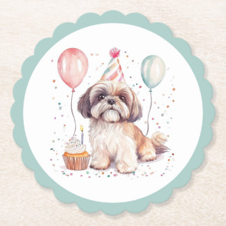シーズー犬の誕生日ケーキ ペーパーコースター