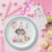 シーズー犬の誕生日ケーキ ペーパープレート (パーティー)