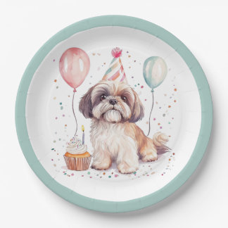 シーズー犬の誕生日ケーキ ペーパープレート