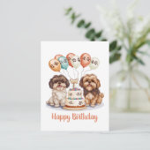 シーズー犬の誕生日ケーキ ポストカード (スタンド正面)