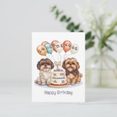シーズー犬の誕生日ケーキ ポストカード (スタンド正面)