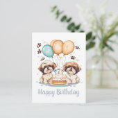 シーズー犬の誕生日ケーキ ポストカード (スタンド正面)