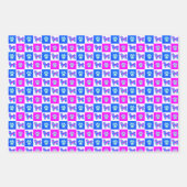 シーズー犬 & 爪跡 クレイジー ホットピンク & ブルー ラッピングペーパーシート (正面3)