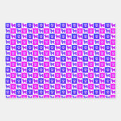 シーズー犬 & 爪跡 クレイジー ホットピンク & ブルー ラッピングペーパーシート (正面2)