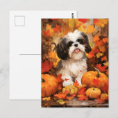 シーズー犬 秋の感謝祭 ポストカード (正面/裏面)