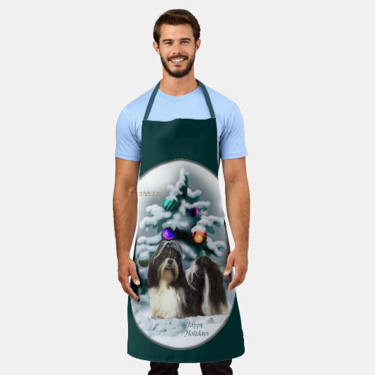 シーズー クリスマス ギフト エプロン (着用した状態)