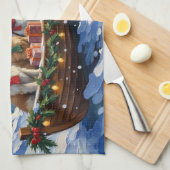 シーズー クリスマス ボート ホリデー キッチンタオル (四つ折り)