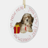 シーズー 子犬の最初のクリスマス セラミックオーナメント (右)