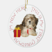 シーズー 子犬の最初のクリスマス セラミックオーナメント (左)