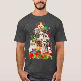 シーズー（犬）おもしろいTzuクリスマスツリーライトパピードッグ Tシャツ