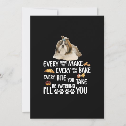 シーズー（犬）つず焼く食べ物を作るたびの軽食 サンキューカード (正面)