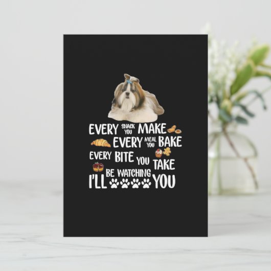 シーズー（犬）つず焼く食べ物を作るたびの軽食 サンキューカード (スタンド正面)