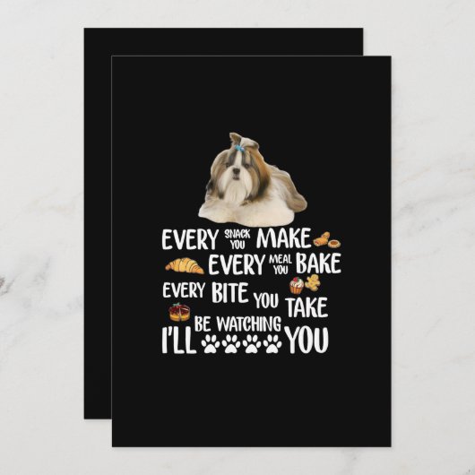 シーズー（犬）つず焼く食べ物を作るたびの軽食 サンキューカード (正面/裏面)