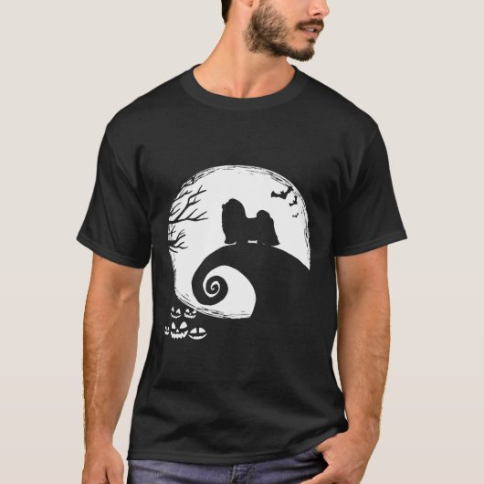 シーズー(犬)とムーンハロウィーンの衣装 Tシャツ (正面)