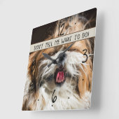 シーズー(犬)のおもしろい舌を私に何をすべきか教えてはいけない スクエア壁時計 (傾斜)