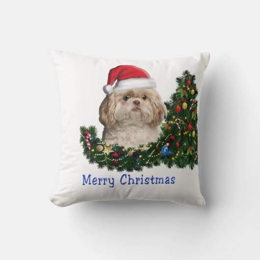 シーズー(犬)のクリスマス クッション (正面)