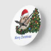 シーズー（犬）のクリスマス ラウンド壁時計 (傾斜)