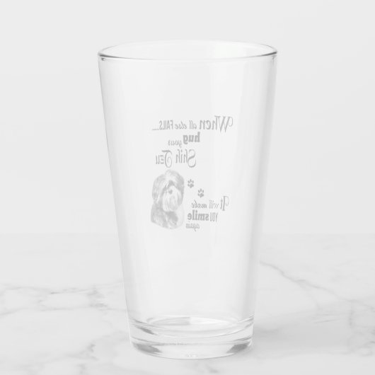 シーズー（犬）のモダンかわいい犬の品種のスローガン タンブラーグラス (裏面)