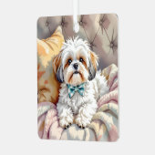 シーズー（犬）の子犬のクリスマスパーソナライズされた メタルオーナメント (正面左)