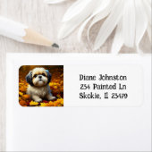 シーズー（犬）の子犬遊の紅葉 ラベル (インサイチュ)