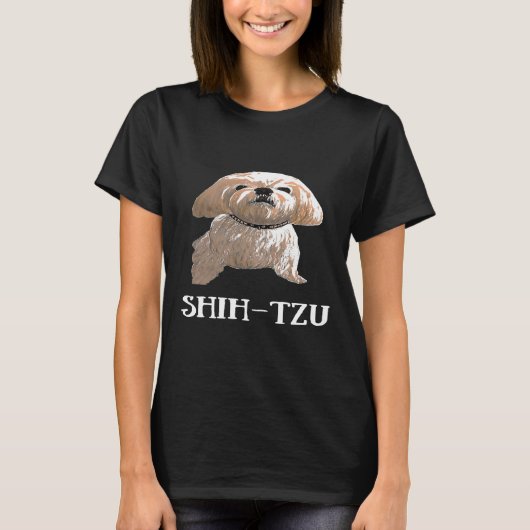 シーズー(犬)の犬の手を育て絵を描る Tシャツ (正面)