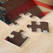 シーズー(犬)の豆犬とクリスマスプレゼント暖炉 ジグソーパズル (側面)