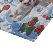 シーズー(犬)の走Tzuクリスマス帽子と雪 カッティングボード (角)