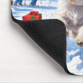 シーズー（犬）の走Tzuクリスマス帽子と雪 マウスパッド (コーナー)