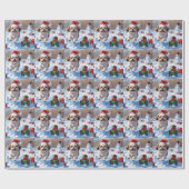 シーズー（犬）の走Tzuクリスマス帽子と雪 ラッピングペーパー (フラット)