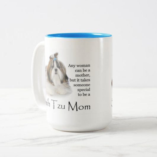 シーズー（犬）のTzuのお母さんのマグ ツートーンマグカップ (正面左)